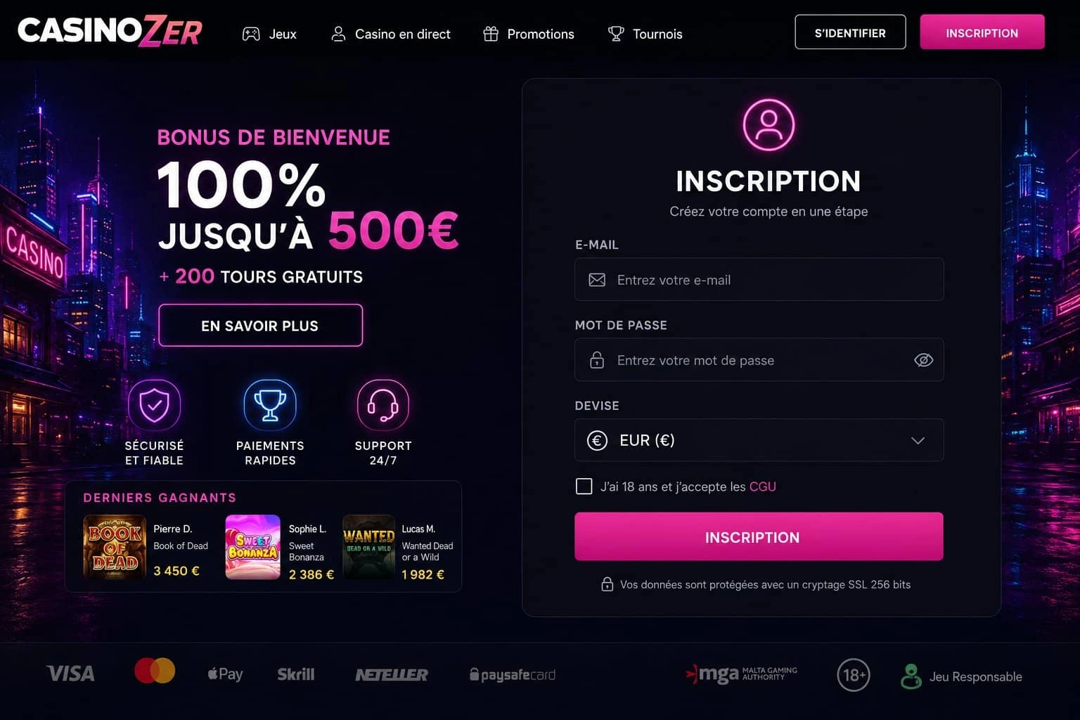 Casinozer app et version mobile
